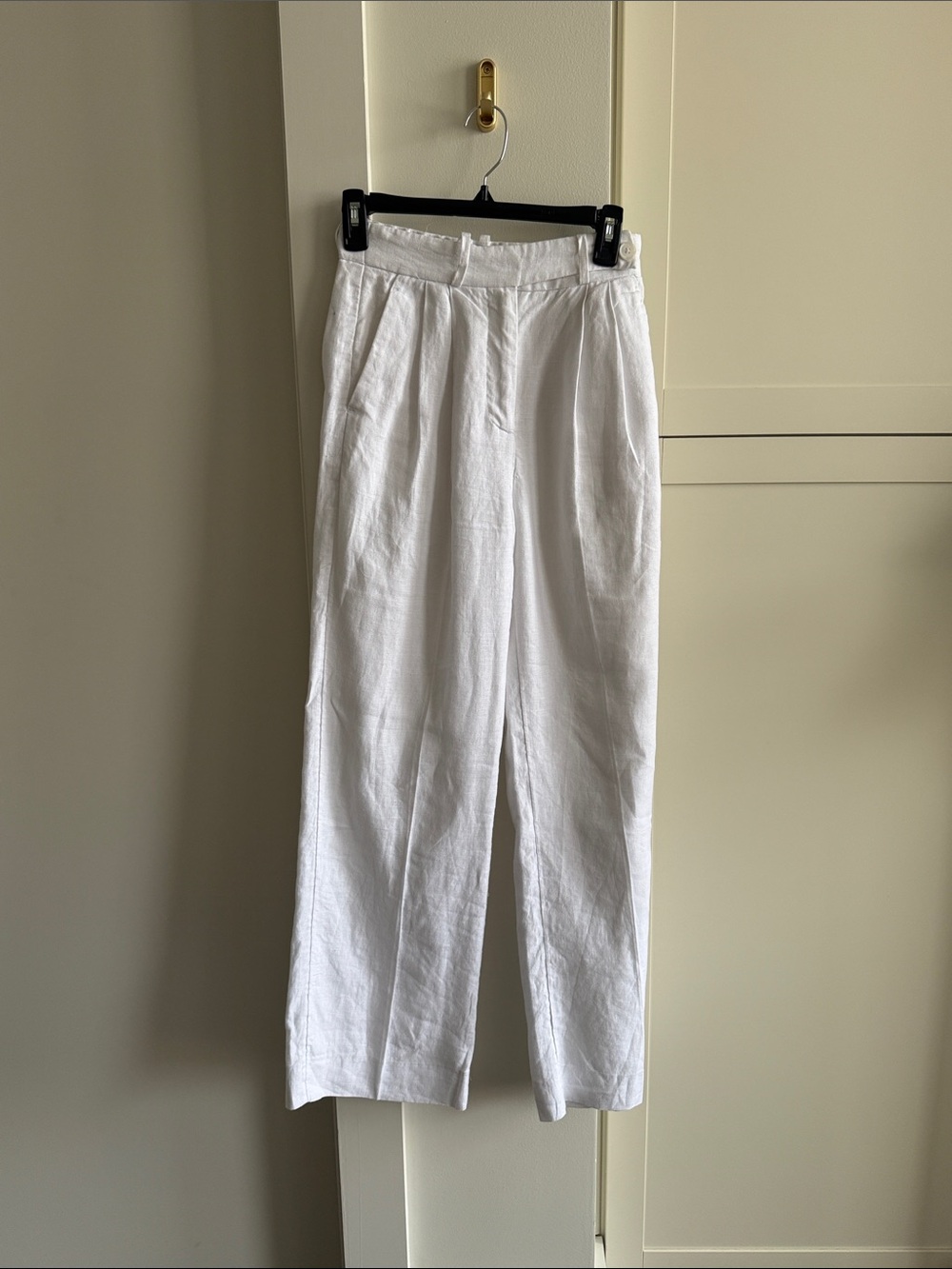 Abercrombie & Fitch White Linen-Blend Trousers